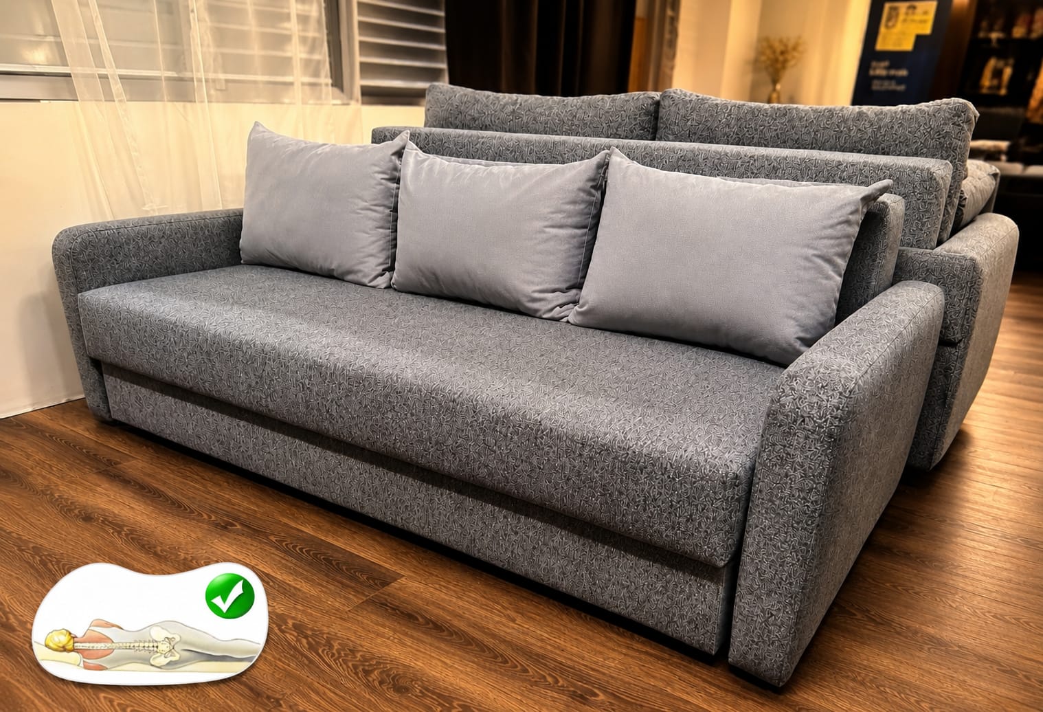 Canapea extensibila, Modern Mini UltraSleep Pocket, 215 cm x 95 cm x 80 cm, 3 locuri - imagine 2