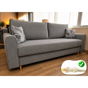 Canapea Viva, extensibila, Pocket, UltraSleep, Gri Deschis, 224 cm x 95 cm x 86 cm, 3 locuri Picioare de 10 cm