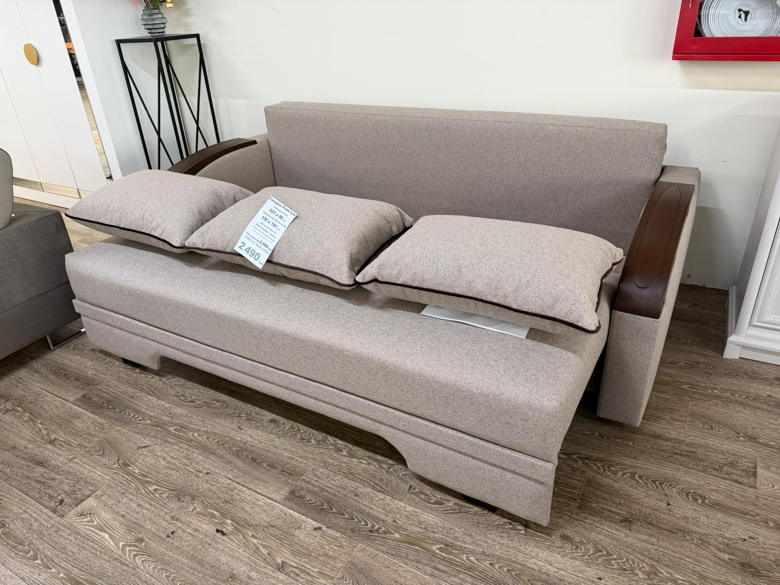 Canapea Prima Lux - Dimensiuni cu brate 221 x 96 cm, Extensibilă 150 x 191 cm, Lada de depozitare ,Sistem deschidere: Rabatare, Dimensiune cu variabilitate +/- 1,2 cm - imagine 3